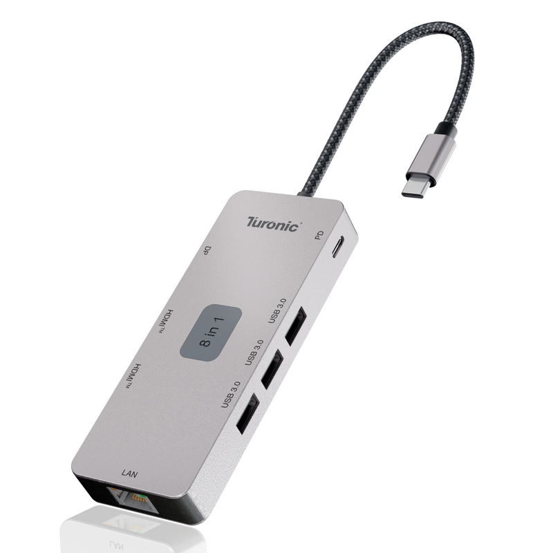 Turonic DockHub Mini 8-in-1 USB-C Hub with Dual HDMI™ 4K@60Hz (BYL-2401)