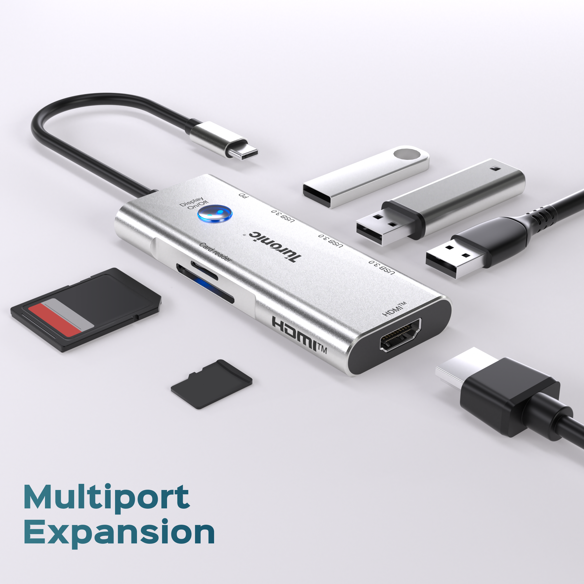 Turonic ConnectHub Pro USB-C 7-in-1 with 100W PD, HDMI™ 4K@60Hz (BYL-2425)
