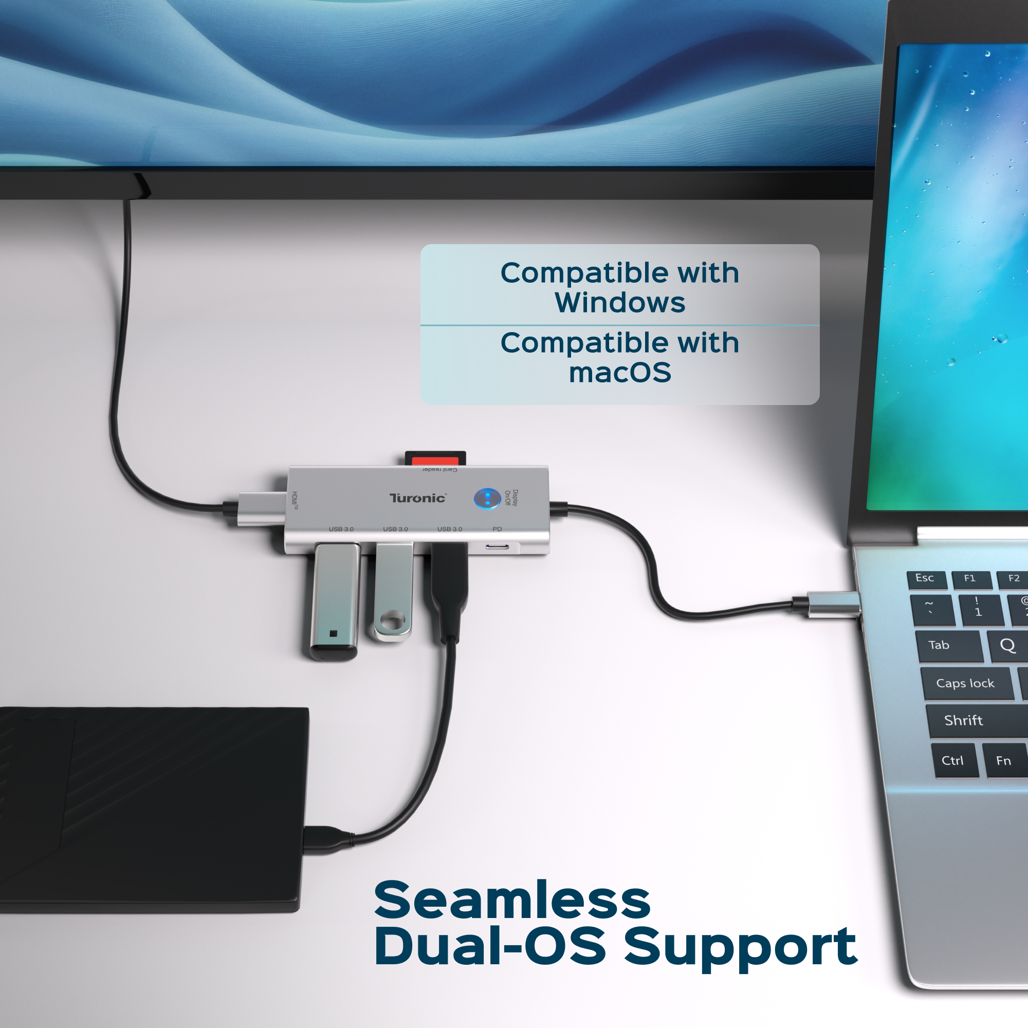 Turonic ConnectHub Pro USB-C 7-in-1 with 100W PD, HDMI™ 4K@60Hz (BYL-2425)