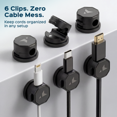 Turonic Cable Clip CC1 — Rotatable Cord Holder (6-pack)