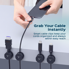 Turonic Cable Clip CC1 — Rotatable Cord Holder (6-pack)