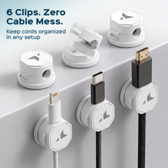 Turonic Cable Clip CC1 — Rotatable Cord Holder (6-pack)