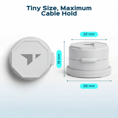 Turonic Cable Clip CC1 — Rotatable Cord Holder (6-pack)