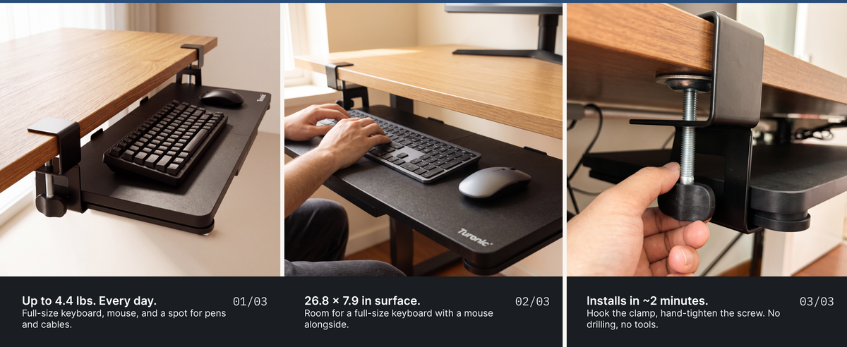 Turonic KT1 Under-Desk Keyboard Tray — A+ block 2