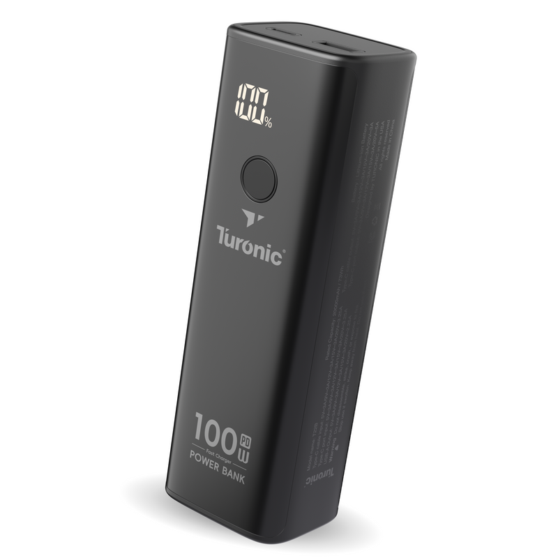 Turonic Power Bank T22B — 20,000 mAh / 100W with Built-in Cable