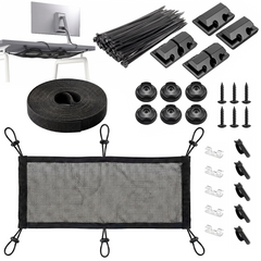 Turonic Cable Management Kit DM2 — Under-Desk Net + Cable Organizers