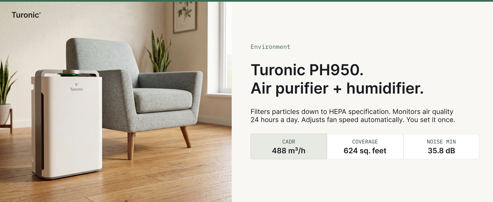 Turonic Air Purifier Pro PH950 — A+ block 1