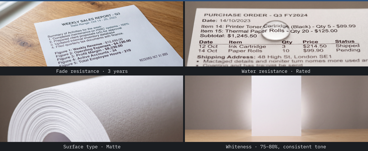 Turonic RP2 Thermal Paper Roll (A4, 2 Rolls) — A+ block 4