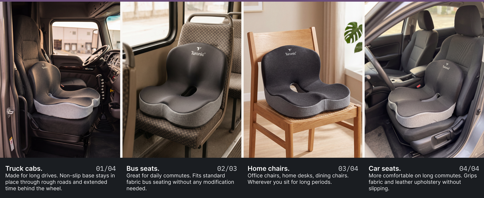Turonic SC1 Ergonomic Memory Foam Seat Cushion — A+ block 2