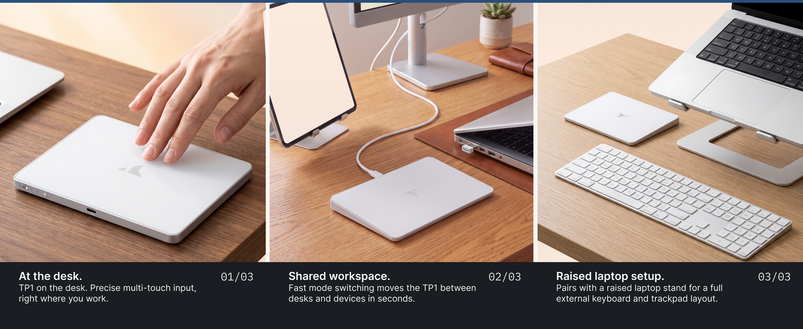 Turonic TP1 Wireless Touchpad, Compatible with Windows, Bluetooth 2.4GHz | Type-C Rechargeable, 150x105mm Area, Up to 30H Use, 4-Touch Recognition, Multi-Device Connection, Precision Glass — A+ block 2 slide 1