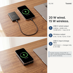 Turonic Power Bank PB1 — 5,000 mAh Wireless + USB-C