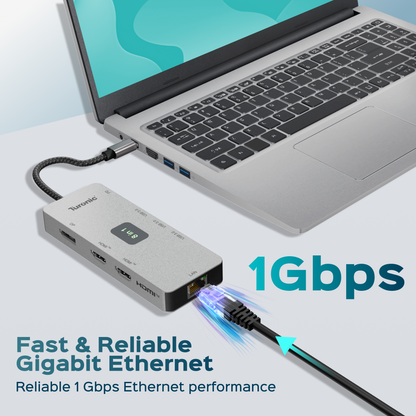 Turonic DockHub Mini 8-in-1 USB-C Hub with Dual HDMI™ 4K@60Hz (BYL-2401)