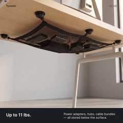 Turonic Cable Management Kit DM2 — Under-Desk Net + Cable Organizers