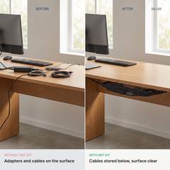 Turonic Cable Management Kit DM2 — Under-Desk Net + Cable Organizers