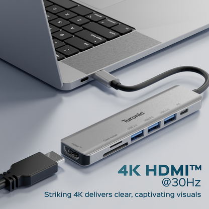 Turonic YG-2120 USB Hub, 7-in-1 USB-C Adapter with 4K HDMI™ Output