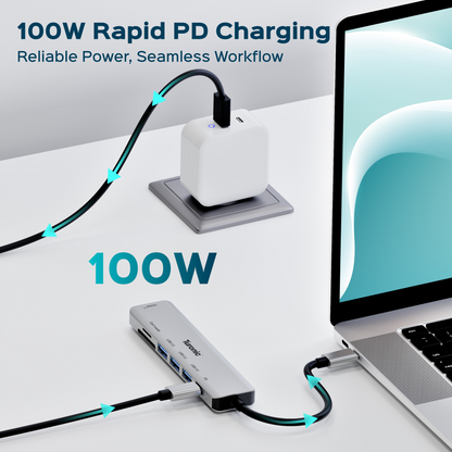 Turonic YG-2120 USB Hub, 7-in-1 USB-C Adapter with 4K HDMI™ Output