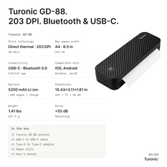 Turonic GD-88 Portable Thermal Printer