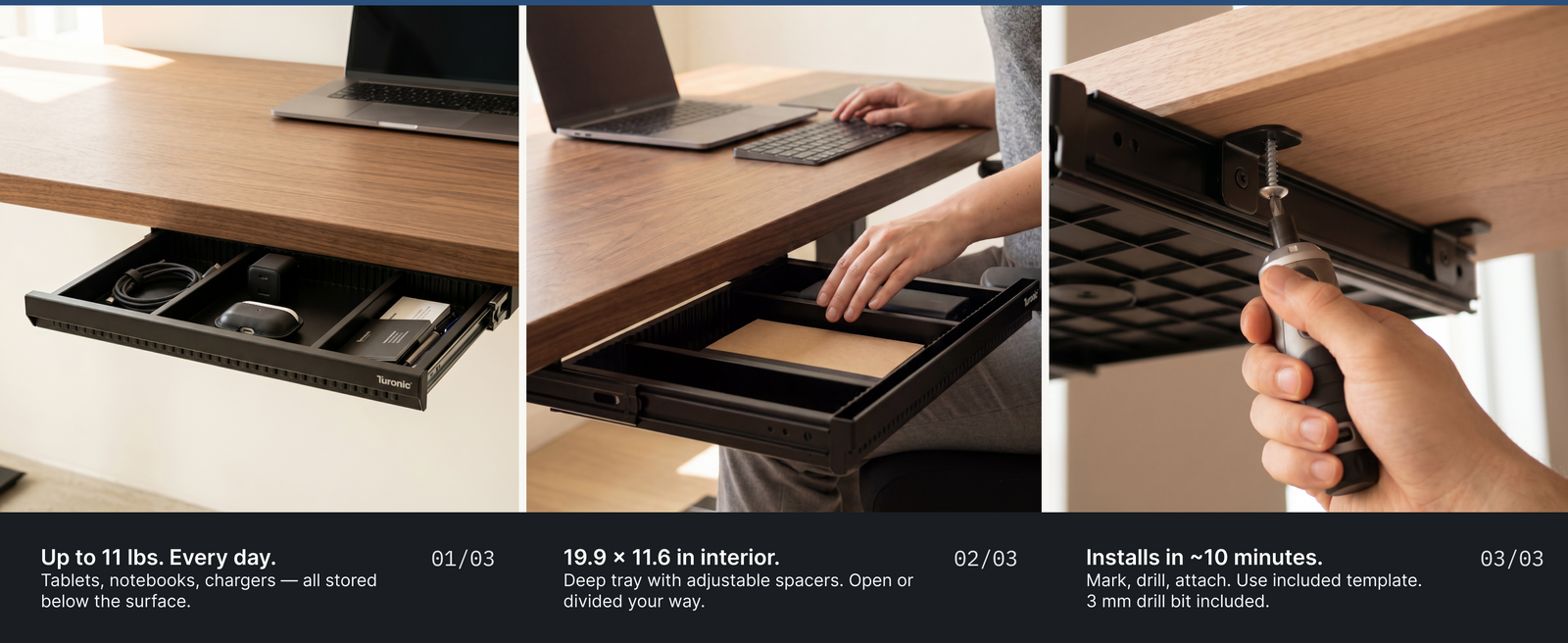 Turonic UD1 Under Desk Drawer — A+ block 2