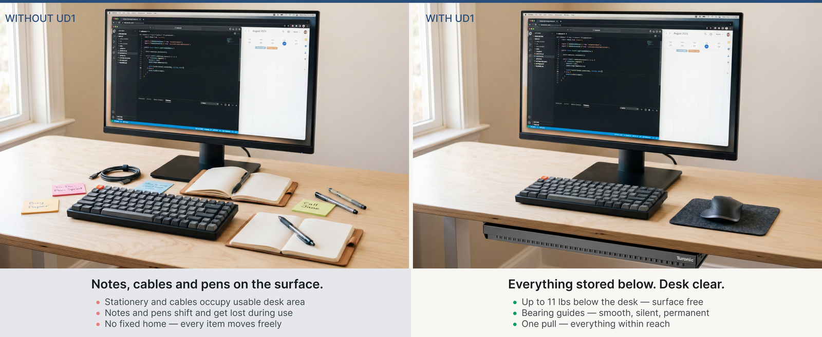 Turonic UD1 Under Desk Drawer — A+ block 3
